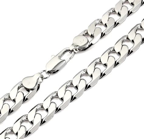 18k white gold necklace men